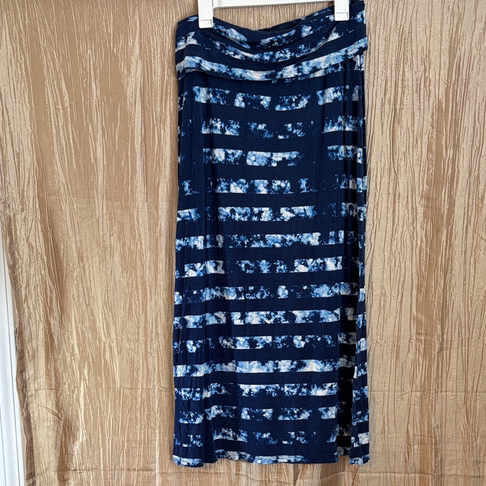 Navy Blue Tie-Dye Maxi Skirt